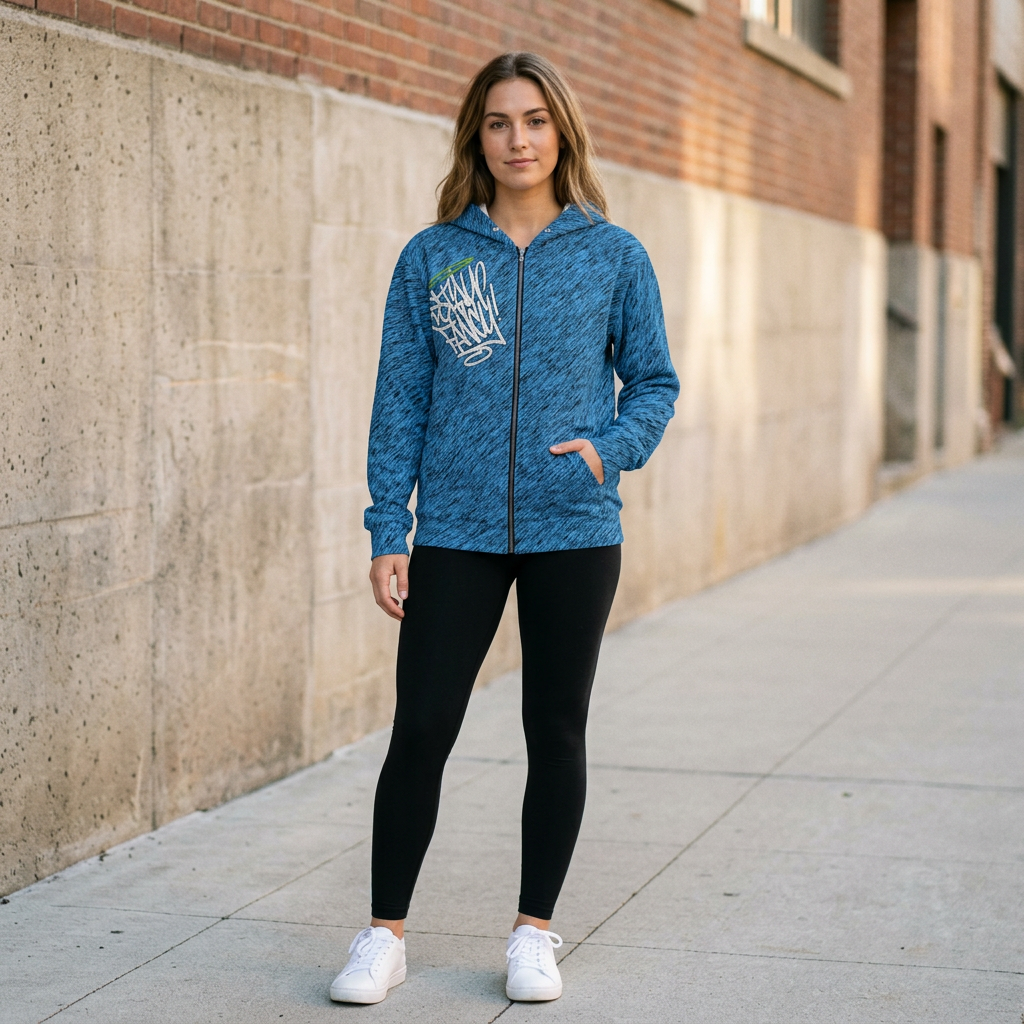 Stay Fancy Brushed Blue Women's Zip Hoodie