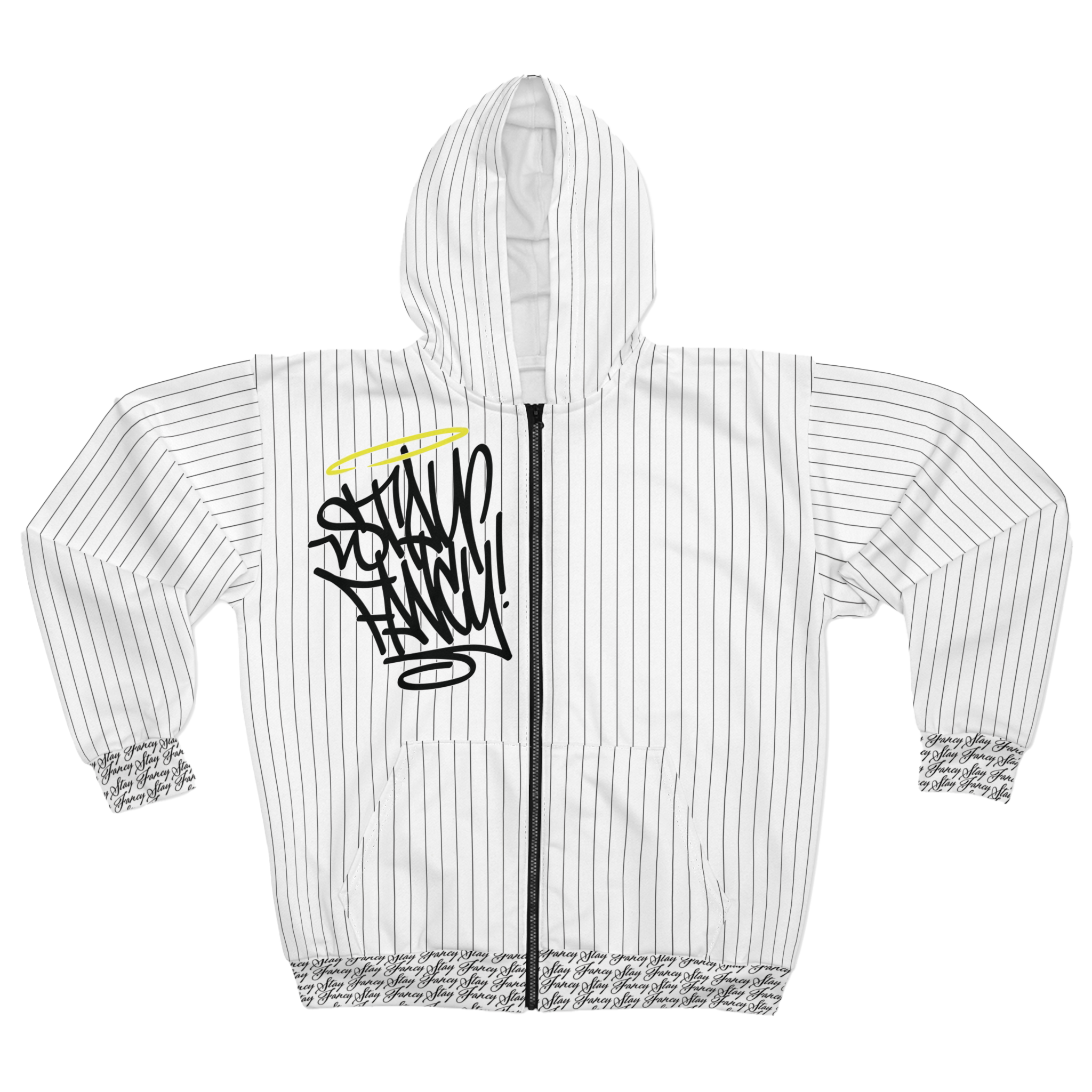 Stay Fancy Pinstripe Reverse Men's Zip Hoodie