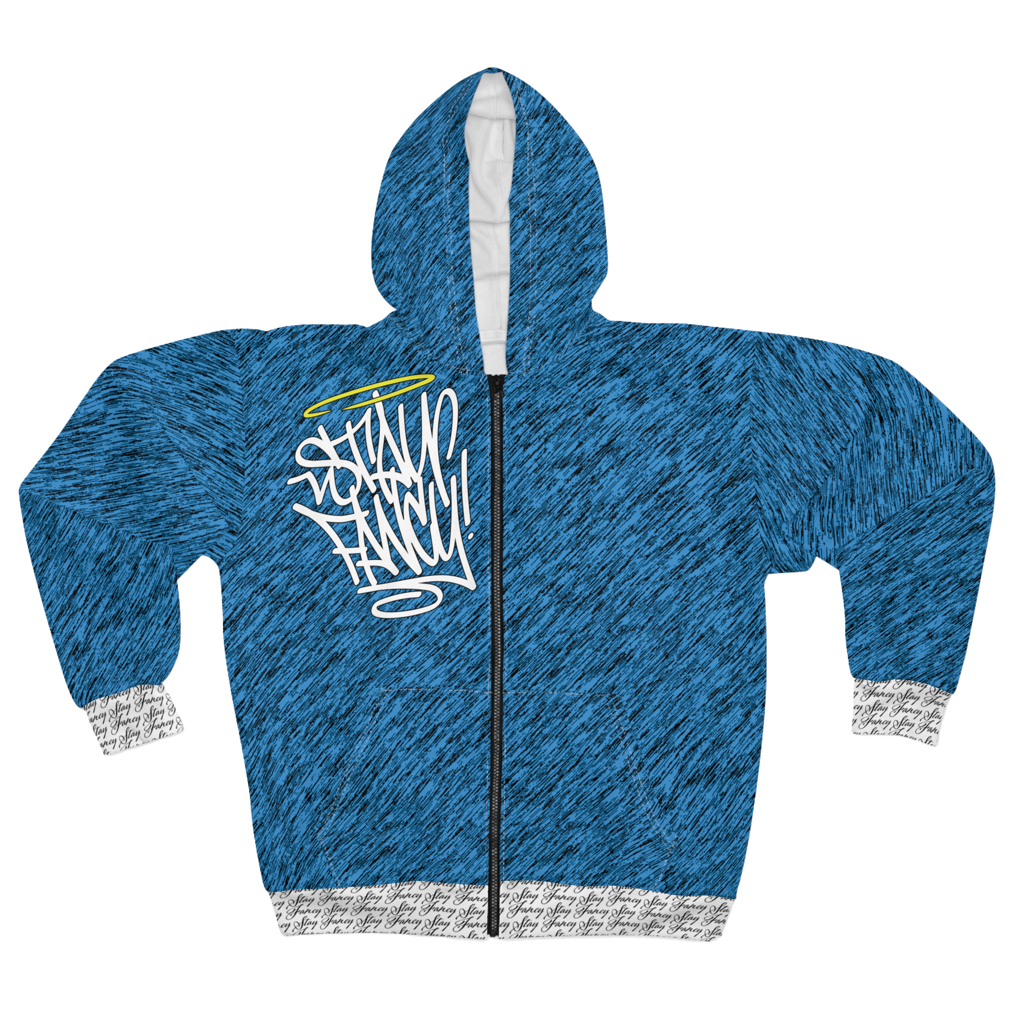 Stay Fancy Brushed Blue Women's Zip Hoodie