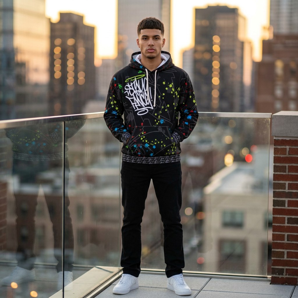 Graffiti Splash Men's Pullover Hoodie