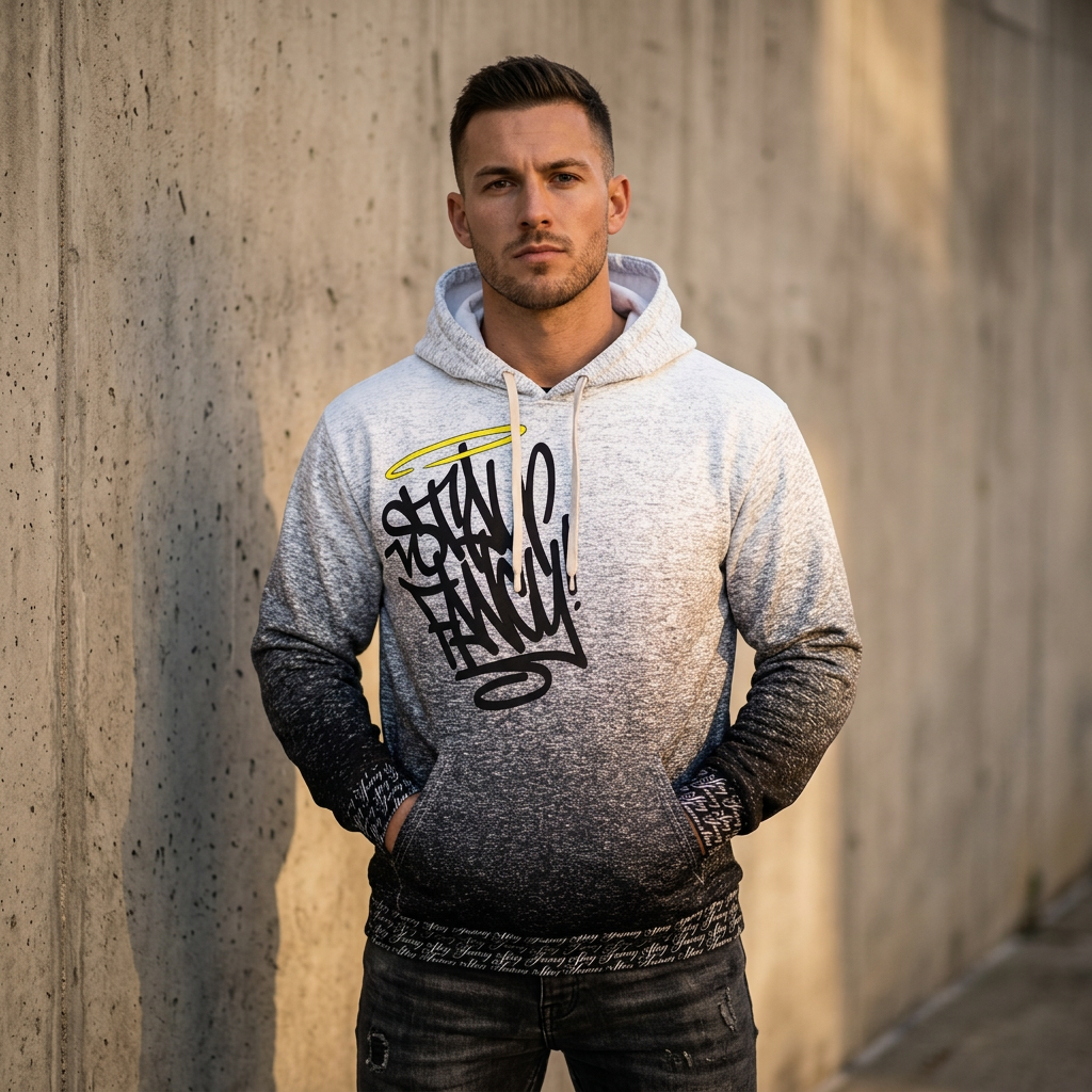 Stay Fancy Static Fade Men's Pullover Hoodie