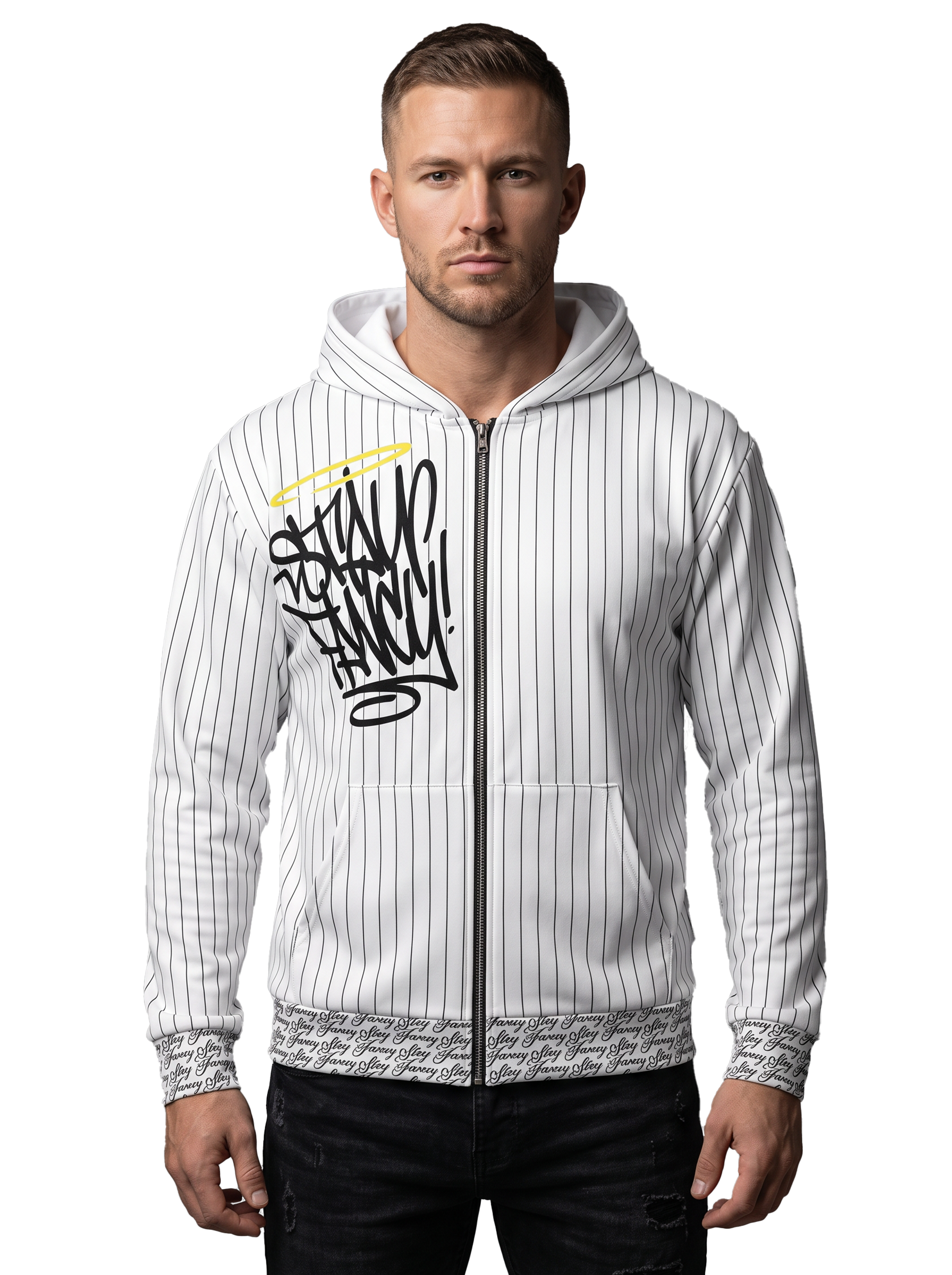 Pinstripe Reverse Men's Zip Hoodie