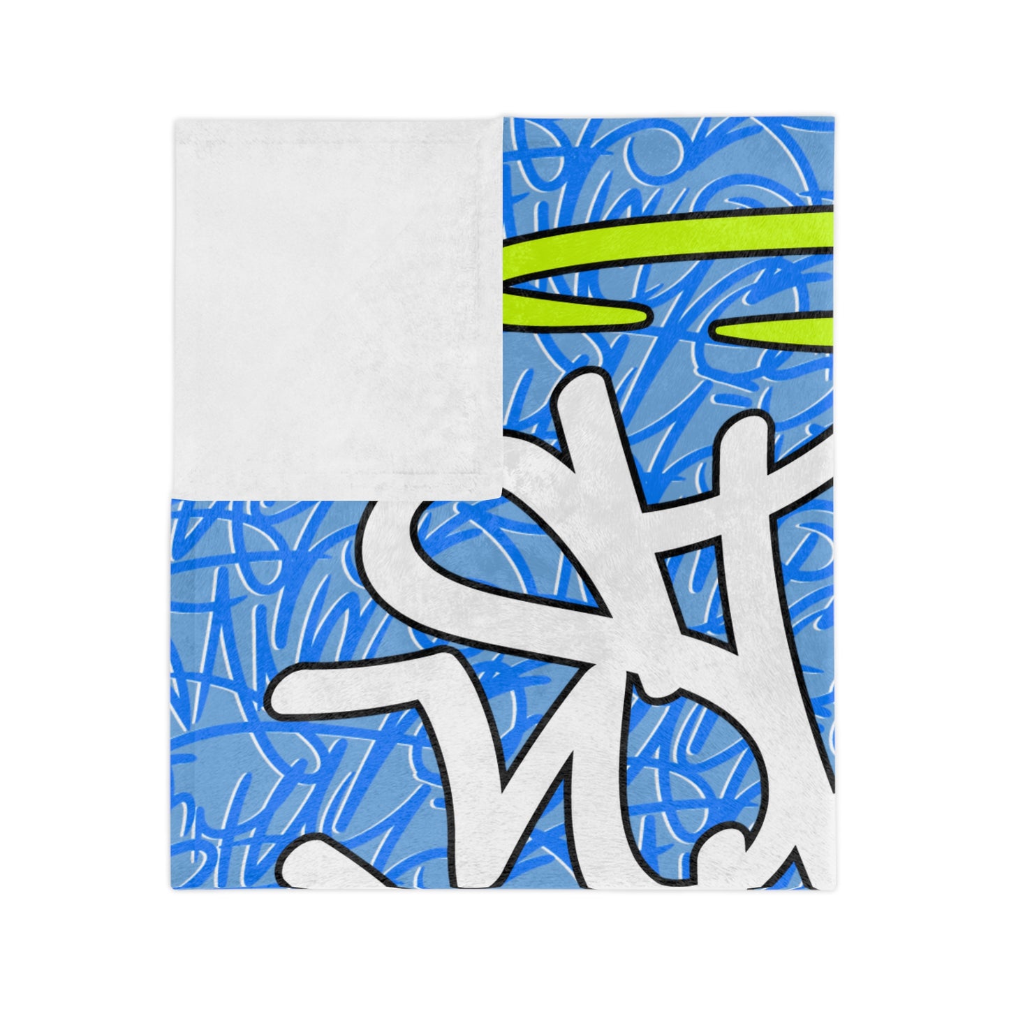 SF Blue Graffiti Velveteen Minky Blanket
