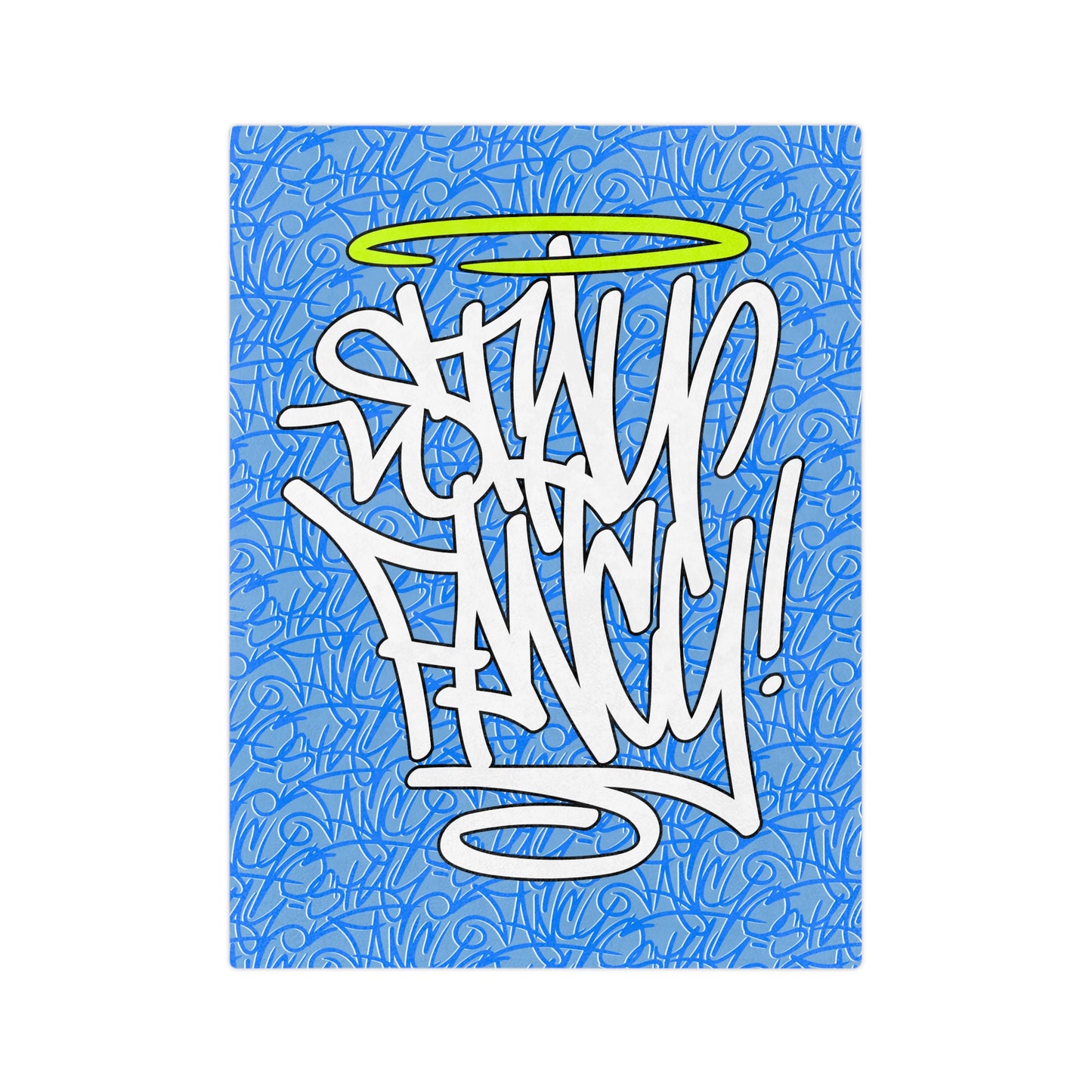 SF Blue Graffiti Velveteen Minky Blanket