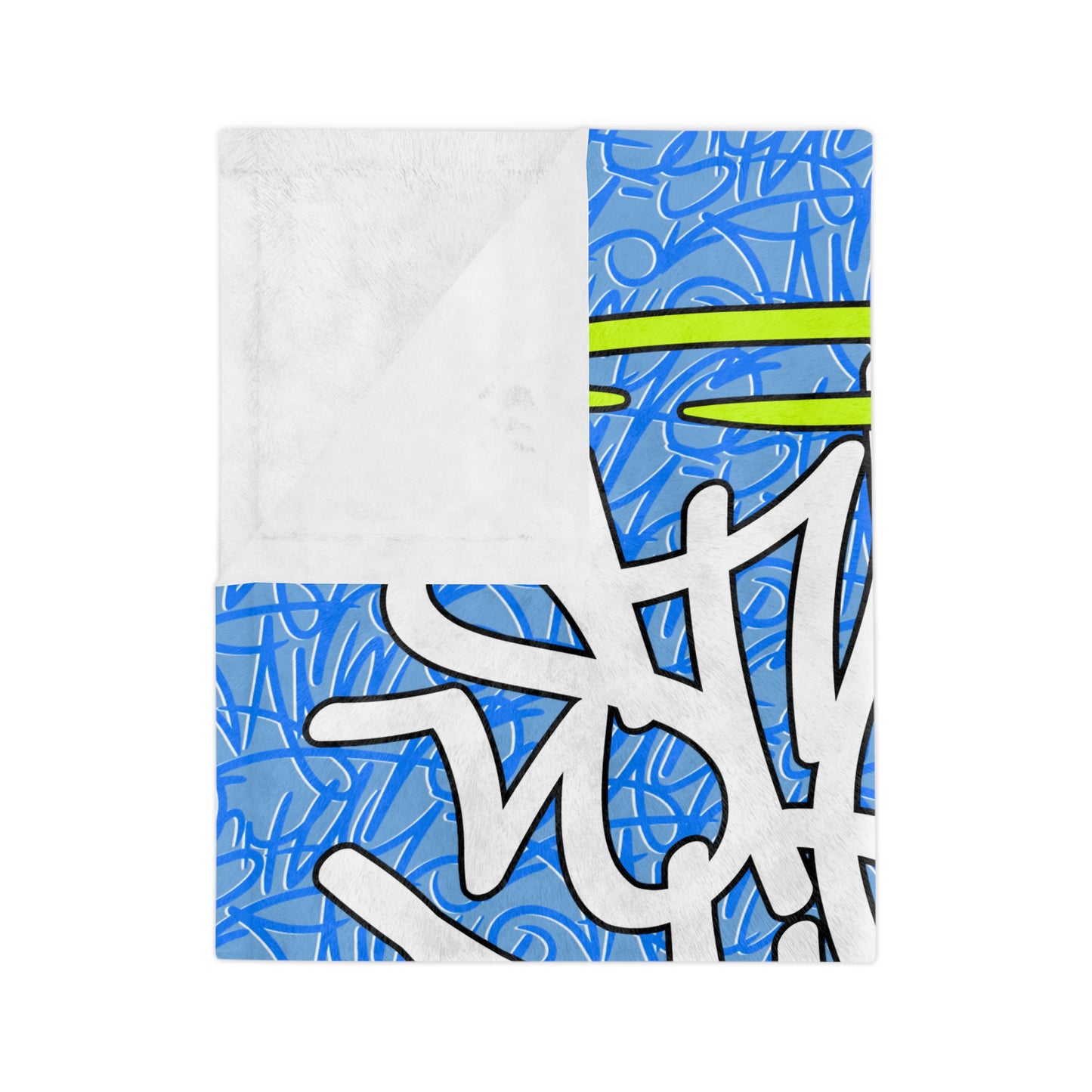 SF Blue Graffiti Velveteen Minky Blanket