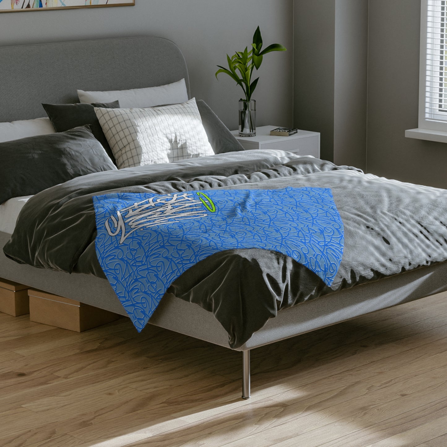 SF Graffiti Velveteen Minky Blanket