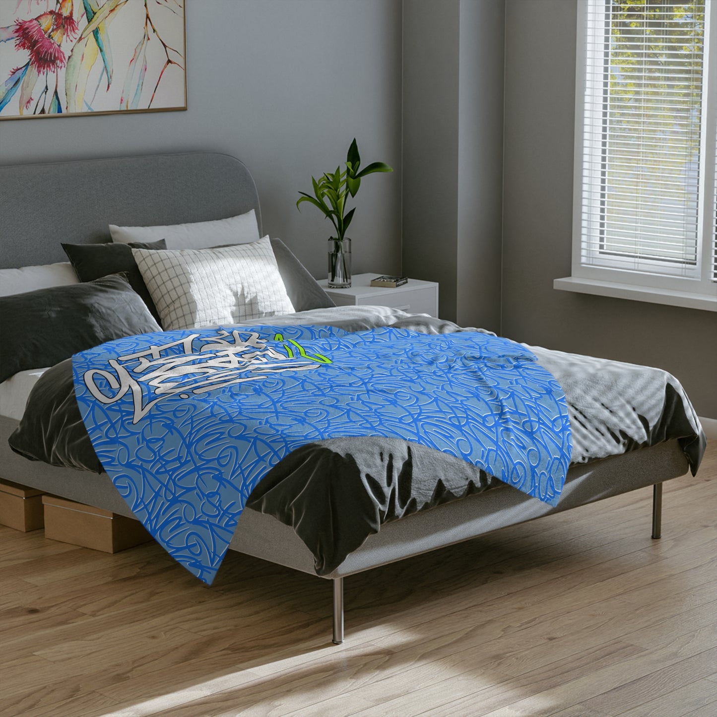 SF Graffiti Velveteen Minky Blanket