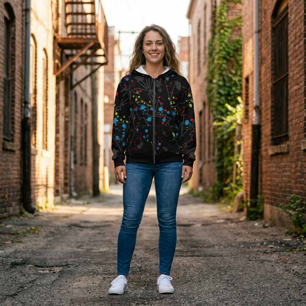 Stay Fancy Graffiti Splash Women's Zip Hoodie