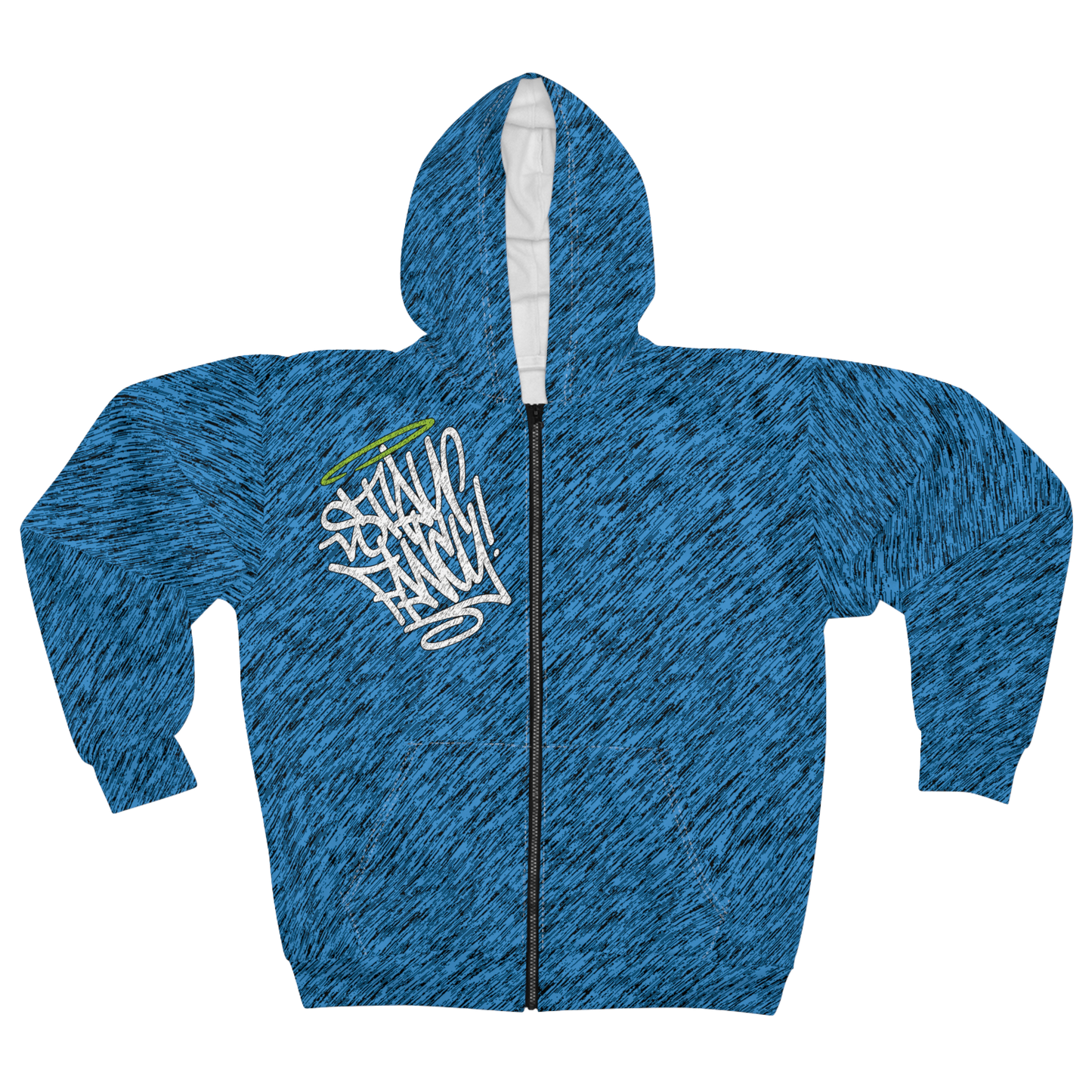 Stay Fancy Brushed Blue Men's Zip Hoodie