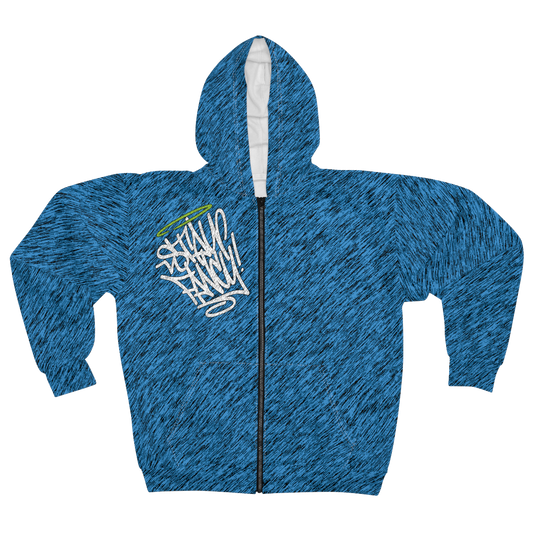 Stay Fancy Brushed Blue Men's Zip Hoodie