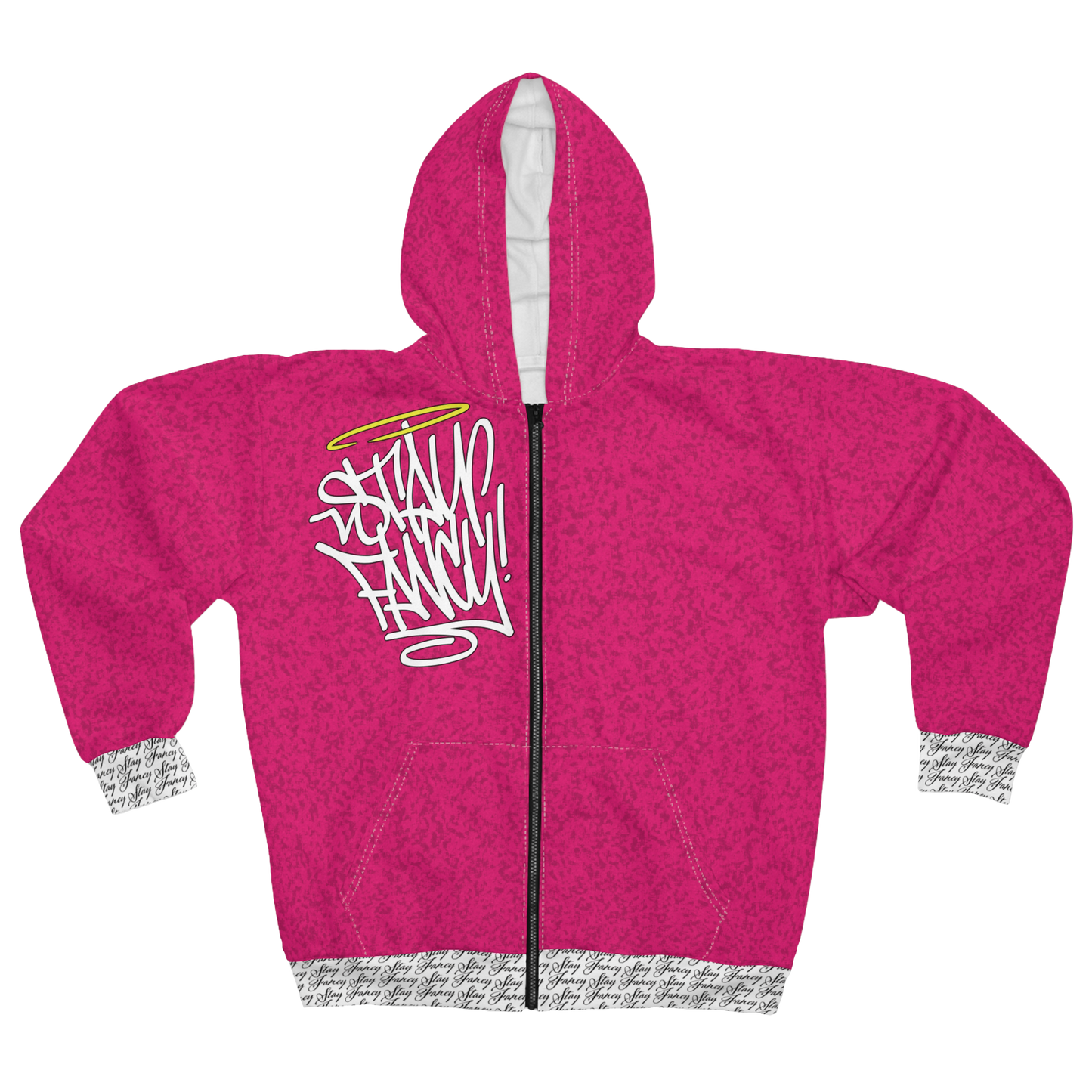 Stay Fancy Pink Static Women's Zip Hoodie