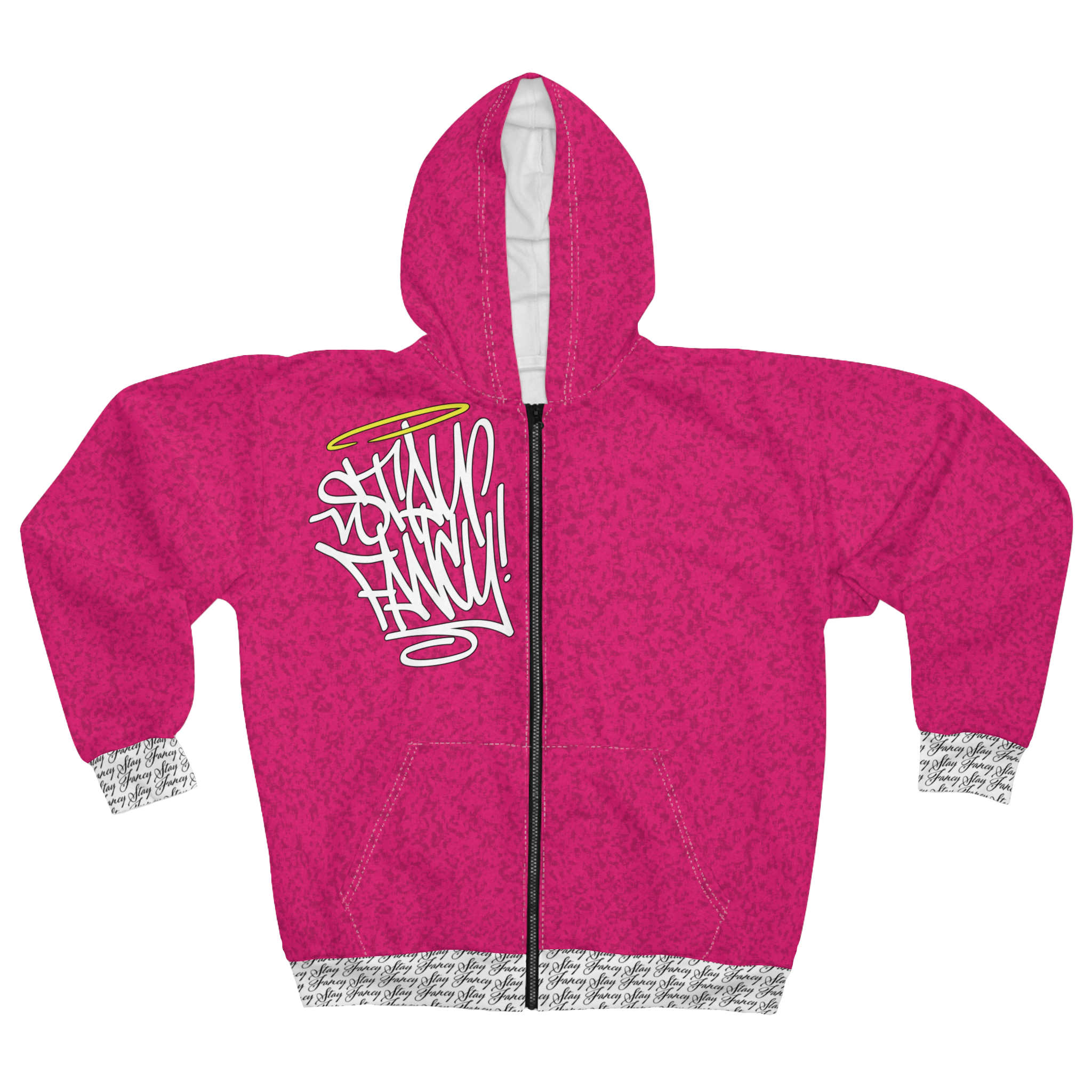 Stay Fancy Pink Static Women's Zip Hoodie