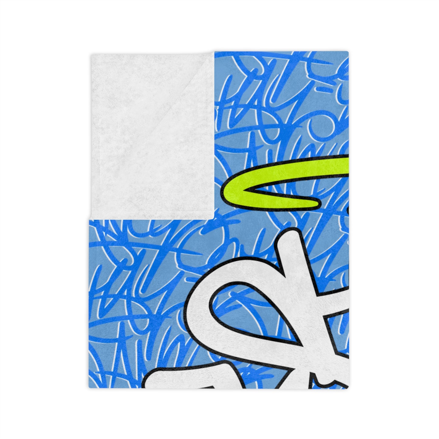 SF Blue Graffiti Velveteen Minky Blanket