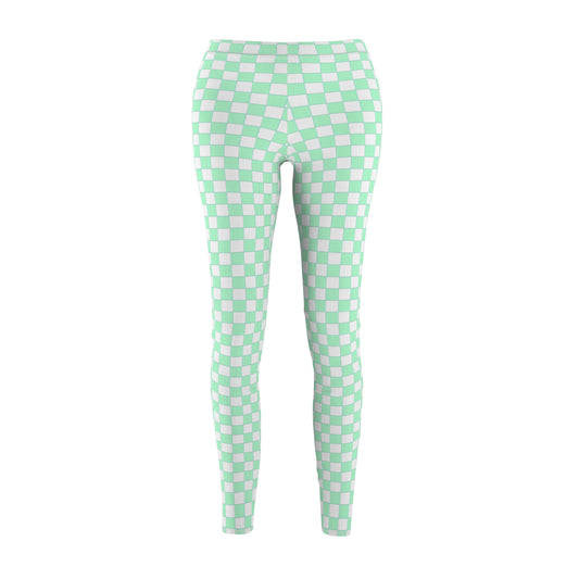 Green Squares Women's Fancy Leggings