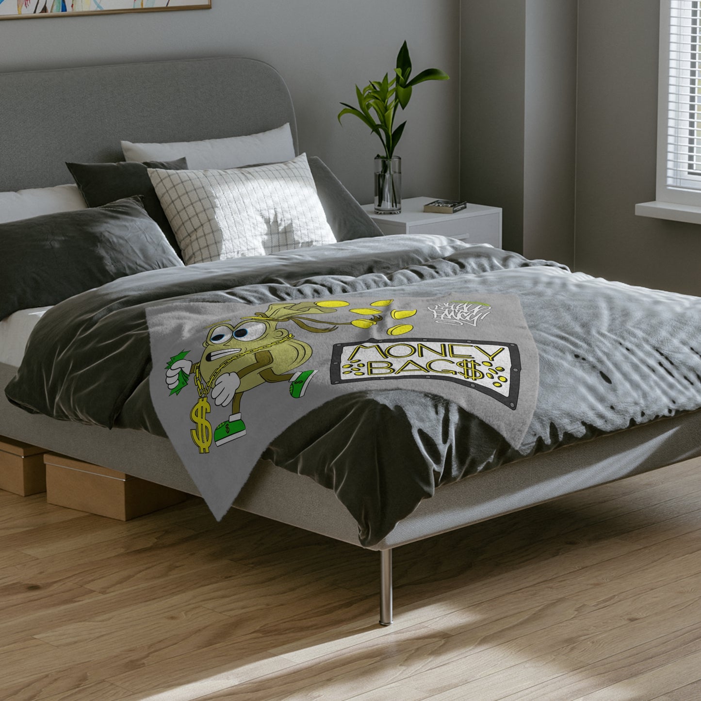Money Bags Velveteen Minky Blanket